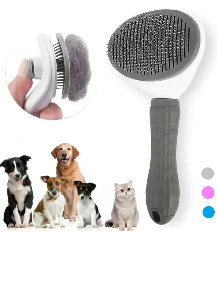 Escova Removedora de Pelos para Gatos e Cães – Autolimpante | Escova Pet para Higiene e Remoção de Subpelos
