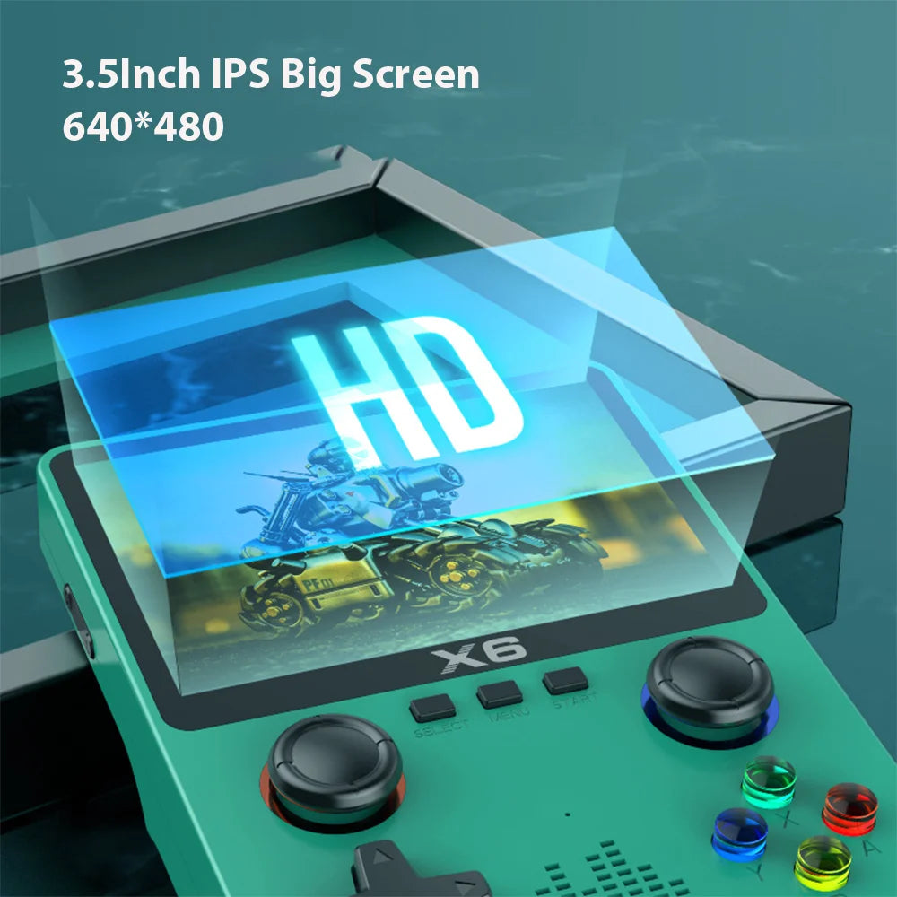 D007 Plus / X6 – Console Portátil Retro com Tela IPS de 3.5", Mais de 10.000 Jogos e Dois Joysticks
