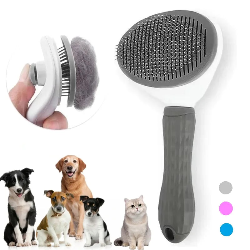 Escova Removedora de Pelos para Gatos e Cães – Autolimpante | Escova Pet para Higiene e Remoção de Subpelos