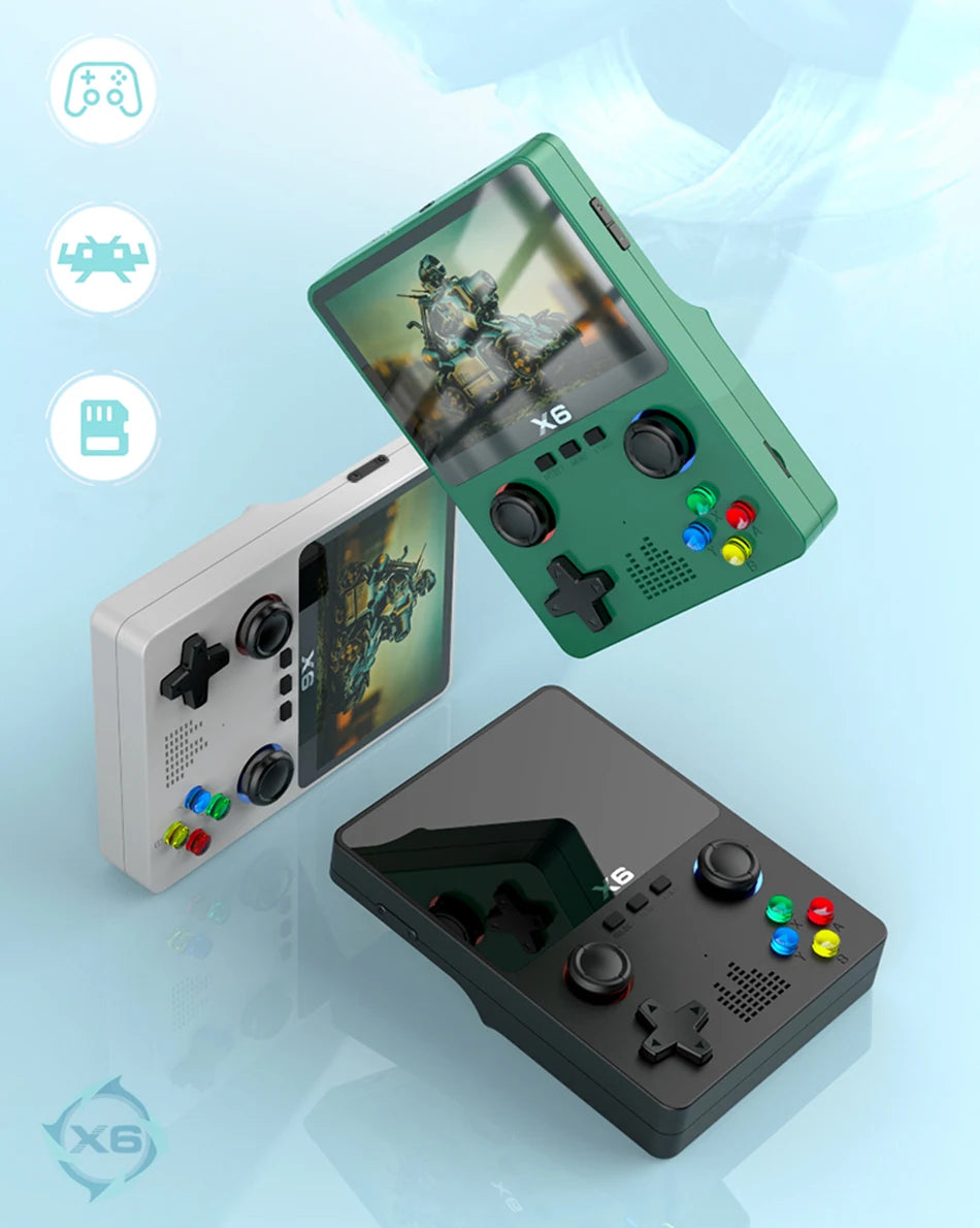 D007 Plus / X6 – Console Portátil Retro com Tela IPS de 3.5", Mais de 10.000 Jogos e Dois Joysticks