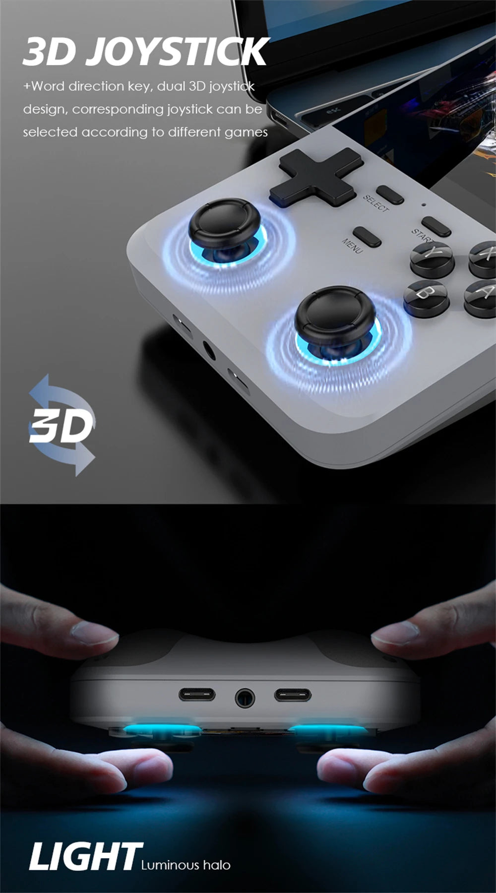 D007 Plus / X6 – Console Portátil Retro com Tela IPS de 3.5", Mais de 10.000 Jogos e Dois Joysticks