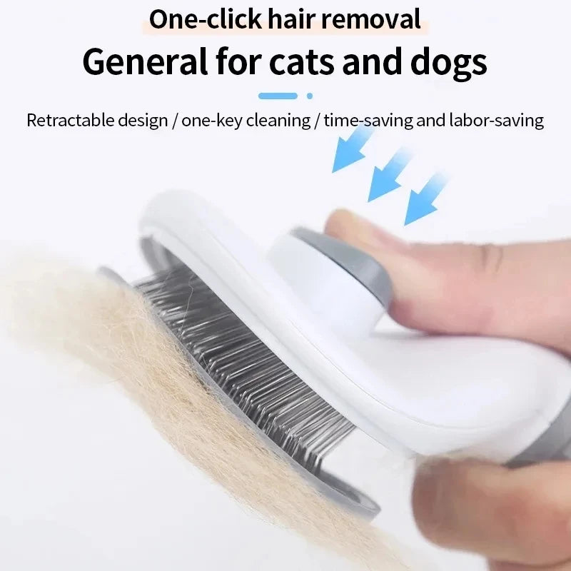 Escova Removedora de Pelos para Gatos e Cães – Autolimpante | Escova Pet para Higiene e Remoção de Subpelos