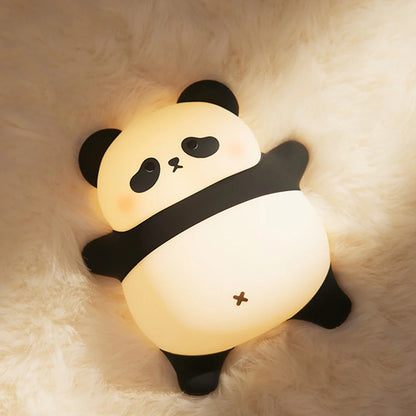 Luminária de Noite LED Panda – Lâmpada de Toque em Silicone, Recarregável via USB, Luz Noturna para Quarto Infantil, Decoração Fofa e Presente para Crianças