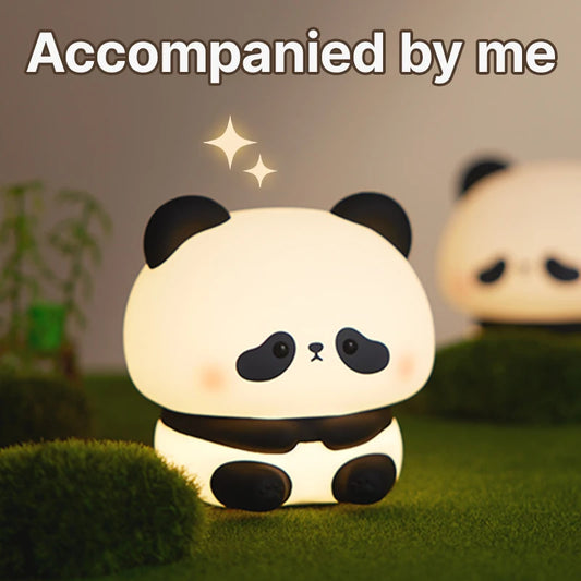 Luminária de Noite LED Panda – Lâmpada de Toque em Silicone, Recarregável via USB, Luz Noturna para Quarto Infantil, Decoração Fofa e Presente para Crianças