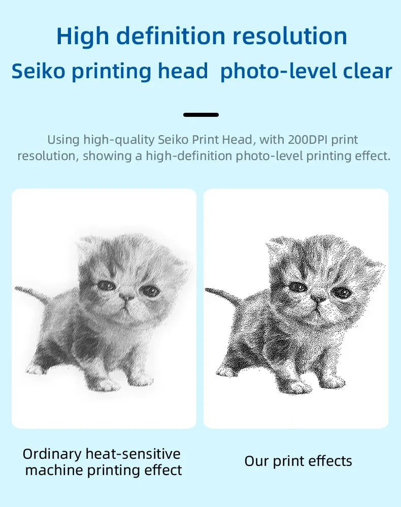 Mini Impressora Térmica Portátil Bluetooth – Modelo Gatinho Fofo | Para Fotos, Etiquetas e Anotações