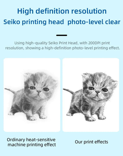 Mini Impressora Térmica Portátil Bluetooth – Modelo Gatinho Fofo | Para Fotos, Etiquetas e Anotações