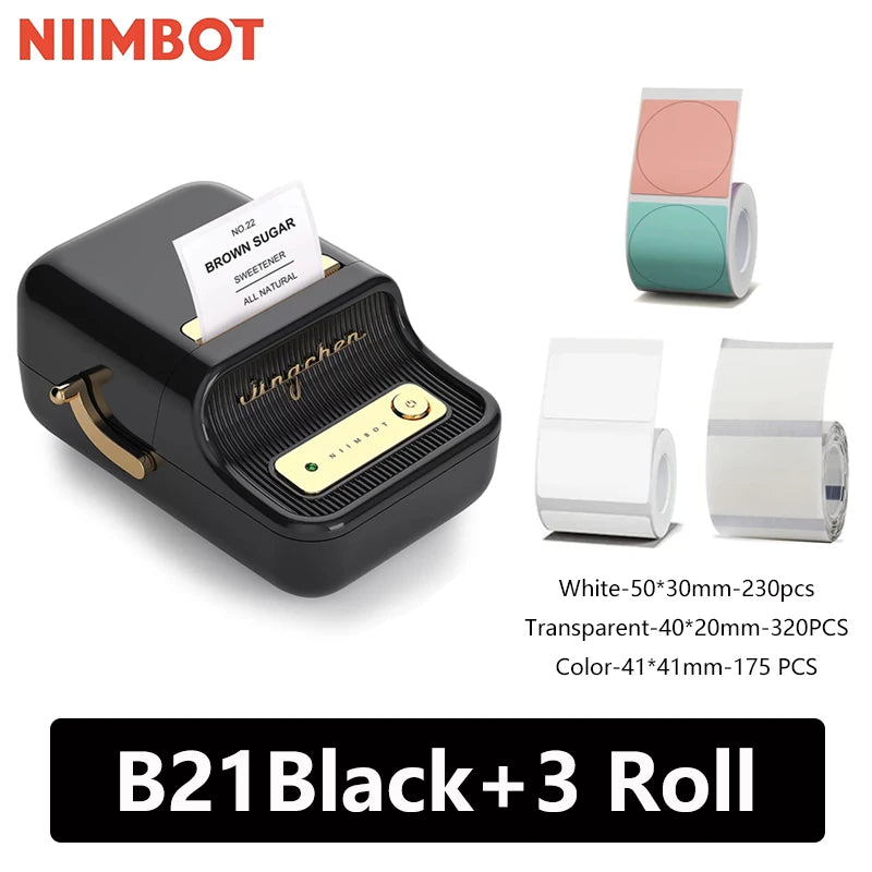 Niimbot B21 Mini Impressora Térmica Portátil de Etiquetas – Impressora de Adesivos Compacta para Casa e Escritório, Conectividade via Smartphone – Novo Modelo
