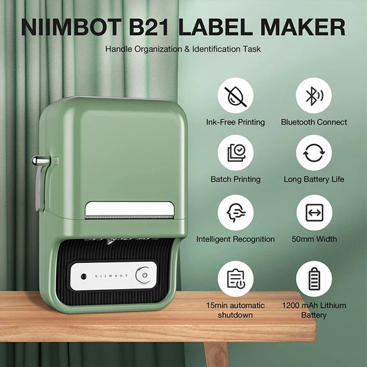 Niimbot B21 Mini Impressora Térmica Portátil de Etiquetas – Impressora de Adesivos Compacta para Casa e Escritório, Conectividade via Smartphone – Novo Modelo