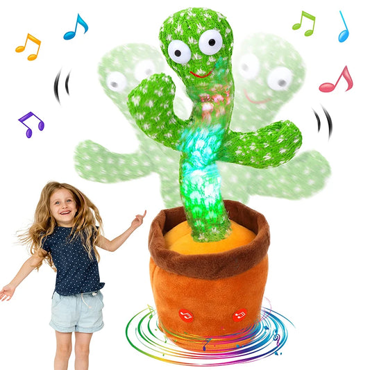 Cacto Dançante de Pelúcia com Música 120 Canções, USB, Repetição de Voz e Luzes