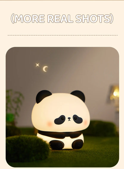 Luminária de Noite LED Panda – Lâmpada de Toque em Silicone, Recarregável via USB, Luz Noturna para Quarto Infantil, Decoração Fofa e Presente para Crianças