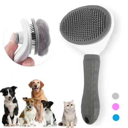 Escova Removedora de Pelos para Gatos e Cães – Autolimpante | Escova Pet para Higiene e Remoção de Subpelos