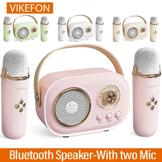 Caixa de Som Bluetooth Retro com Microfones Sem Fio – Som HIFI, Karaokê