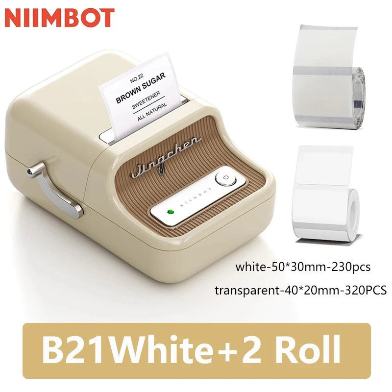 Niimbot B21 Mini Impressora Térmica Portátil de Etiquetas – Impressora de Adesivos Compacta para Casa e Escritório, Conectividade via Smartphone – Novo Modelo
