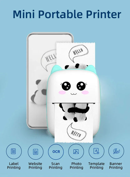 Mini Impressora Térmica Portátil Bluetooth – Modelo Gatinho Fofo | Para Fotos, Etiquetas e Anotações