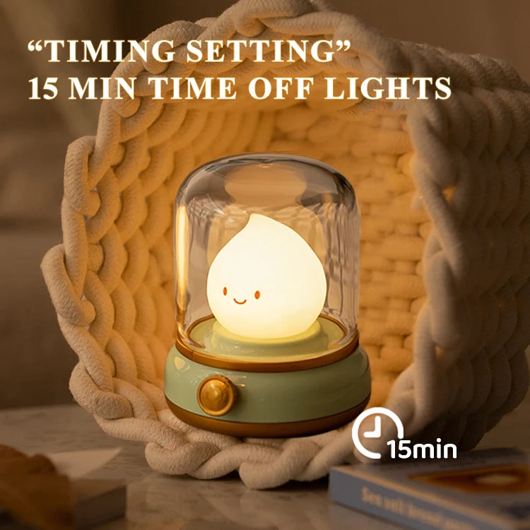 Luminária LED Estilo Lamparina USB – Decoração Noturna para Quarto e Escritório