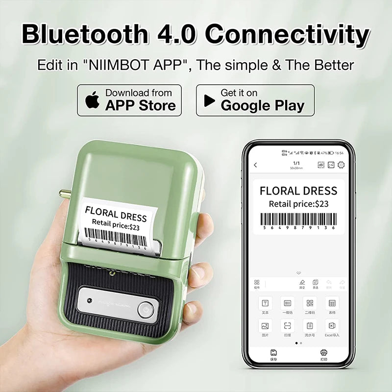 Niimbot B21 Mini Impressora Térmica Portátil de Etiquetas – Impressora de Adesivos Compacta para Casa e Escritório, Conectividade via Smartphone – Novo Modelo
