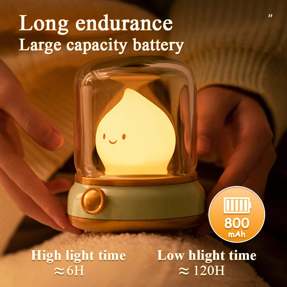 Luminária LED Estilo Lamparina USB – Decoração Noturna para Quarto e Escritório