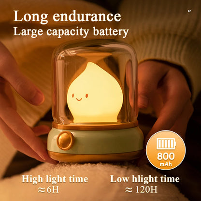Luminária LED Estilo Lamparina USB – Decoração Noturna para Quarto e Escritório
