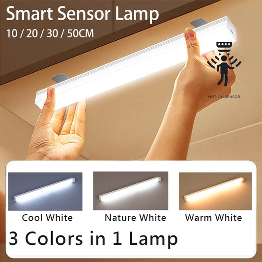 Luminária LED com Sensor de Movimento USB Type-C – Luz Noturna Portátil para Cozinha, Guarda-Roupa, Corredor e Quarto