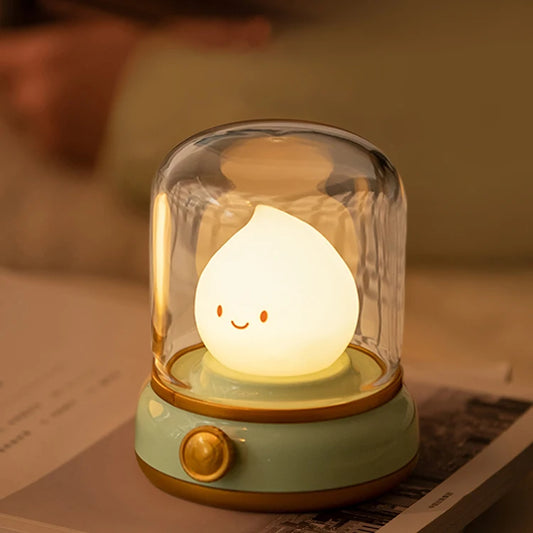Luminária LED Estilo Lamparina USB – Decoração Noturna para Quarto e Escritório