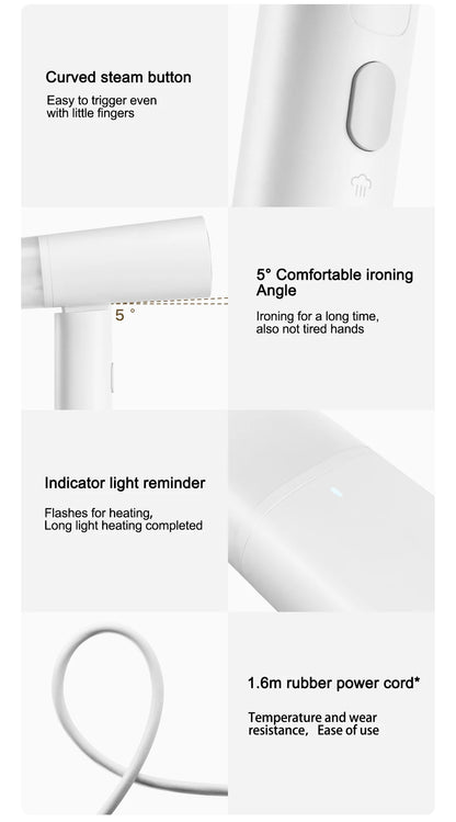 Vaporizador Portátil Xiaomi Mijia Garment Steamer 2 – Passadeira a Vapor Dobrável e Multifuncional com Limpeza Antí-ácaros