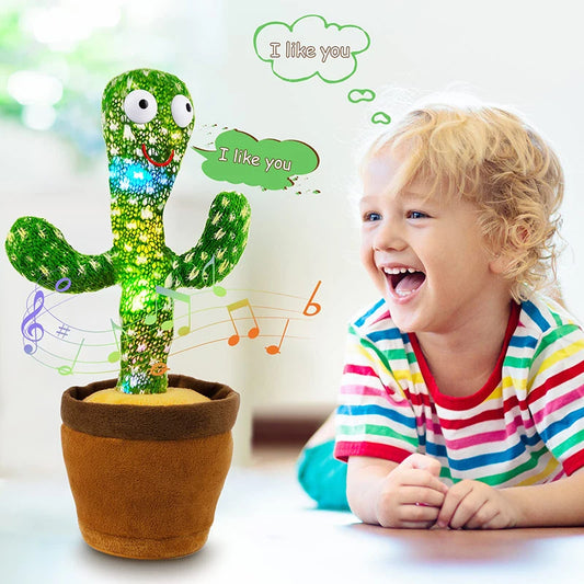 Cacto Dançante de Pelúcia com Música 120 Canções, USB, Repetição de Voz e Luzes