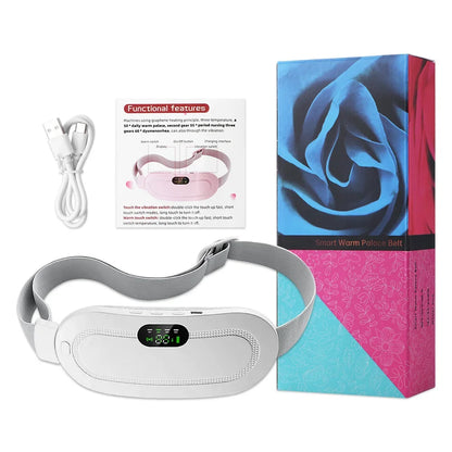 Cinto de Aquecimento Elétrico com Massageador – Alívio para Cólica Menstrual e Dores Abdominais
