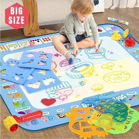 Tapete de Desenho com sem tinta 100x80cm – Doodle Mat Educativo com Canetas Mágicas Reutilizáveis, Estilo Montessori