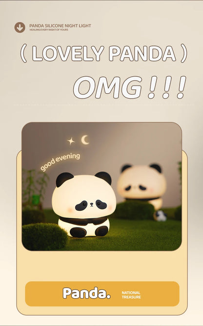 Luminária de Noite LED Panda – Lâmpada de Toque em Silicone, Recarregável via USB, Luz Noturna para Quarto Infantil, Decoração Fofa e Presente para Crianças