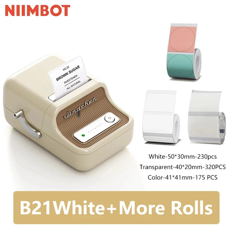 Niimbot B21 Mini Impressora Térmica Portátil de Etiquetas – Impressora de Adesivos Compacta para Casa e Escritório, Conectividade via Smartphone – Novo Modelo