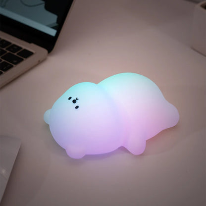 Luminária de Noite LED Panda – Lâmpada de Toque em Silicone, Recarregável via USB, Luz Noturna para Quarto Infantil, Decoração Fofa e Presente para Crianças