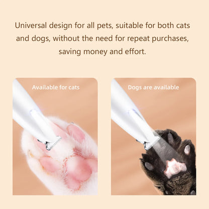 Aparador de Unhas para Cães e Gatos com Luz LED – Cortador de Unhas Recarregável e Sem Fio para Pets, Ferramenta de Cuidados e Higiene